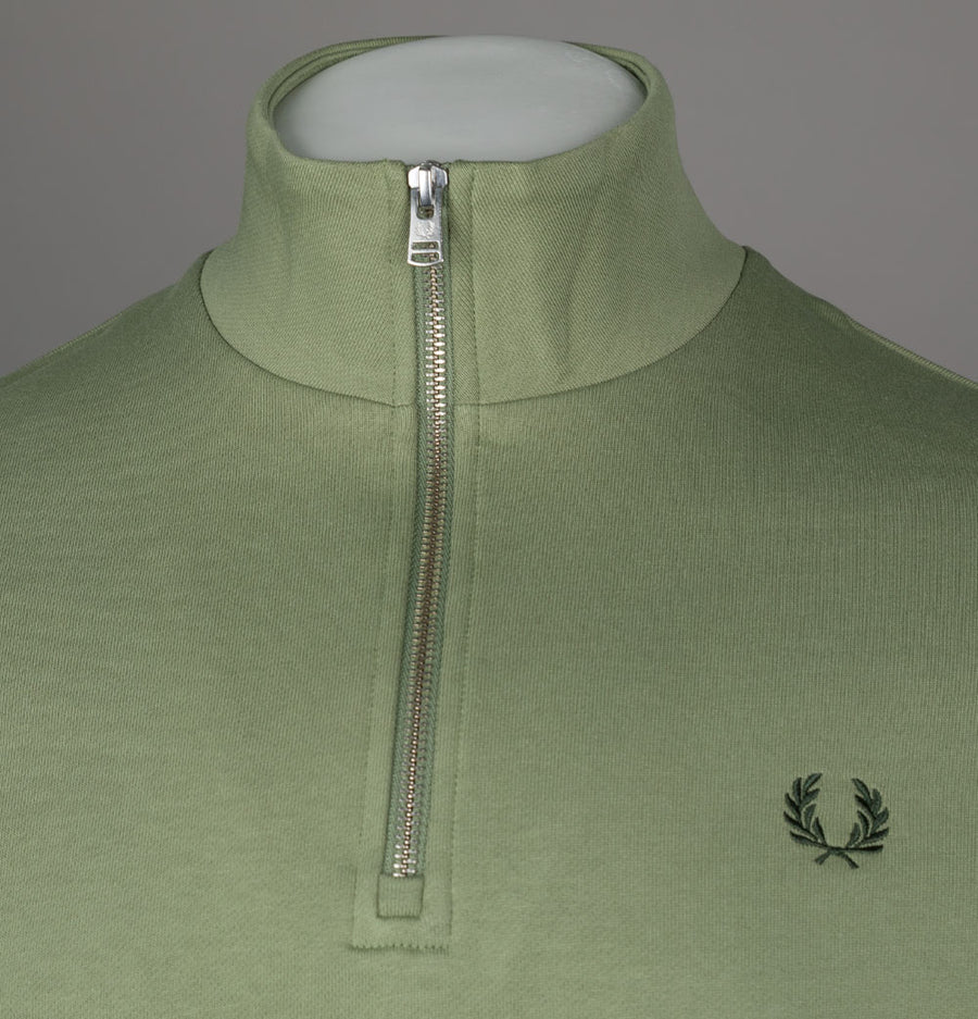 Fred Perry Half Zip Sweatshirt Olive Mint