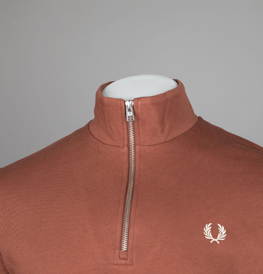Fred Perry Half Zip Sweatshirt Whisky Brown/Porridge Marl