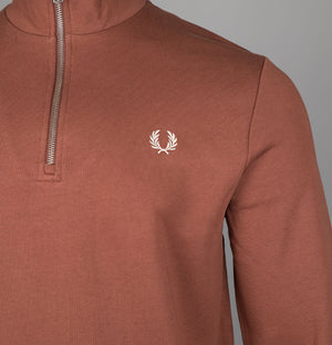 Fred Perry Half Zip Sweatshirt Whisky Brown/Porridge Marl