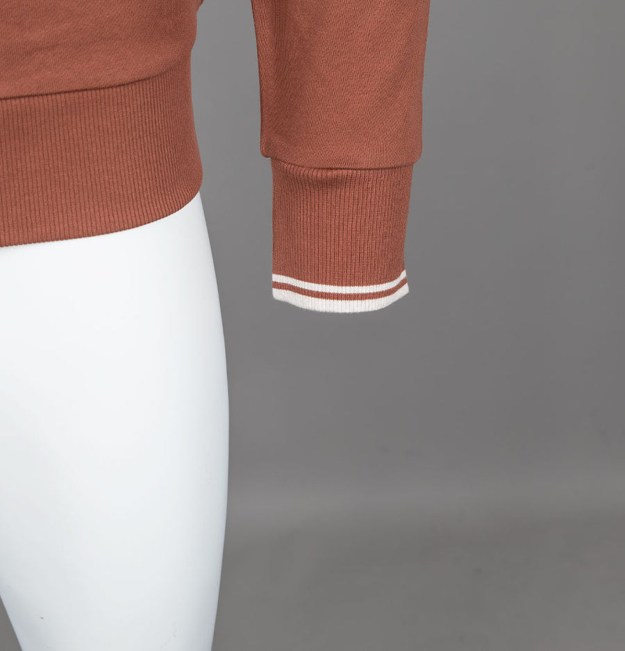 Fred Perry Half Zip Sweatshirt Whisky Brown/Porridge Marl
