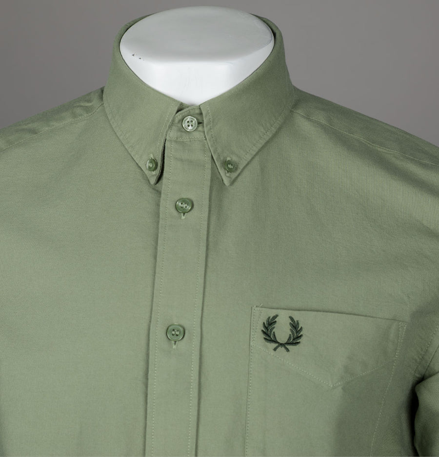 Fred Perry Short Sleeve Oxford Shirt Olive Mint
