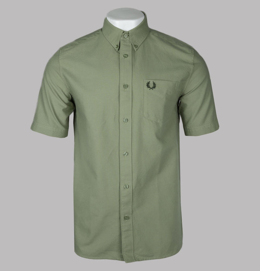 Fred Perry Short Sleeve Oxford Shirt Olive Mint