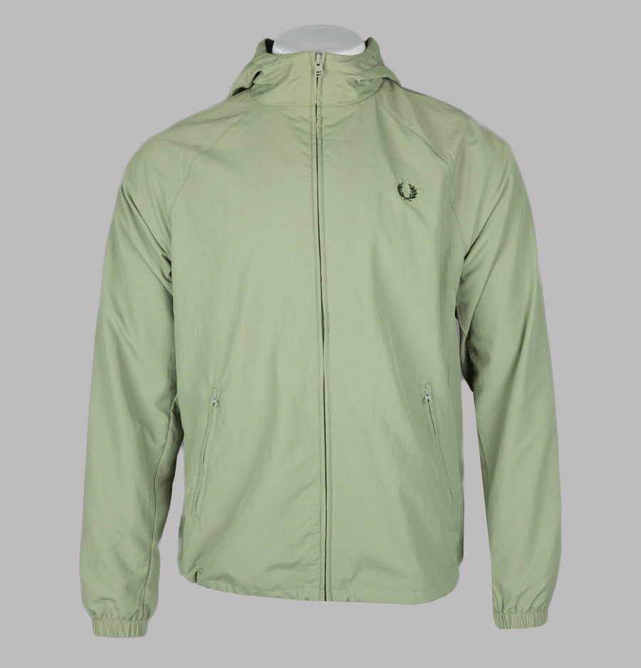 Fred Perry Taslan Hooded Shell Jacket Olive Mint