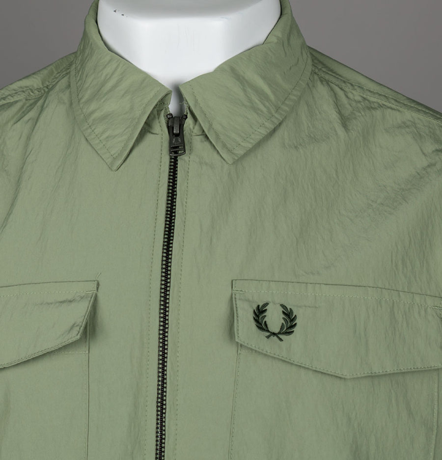Fred Perry Zip Through Overshirt Olive Mint