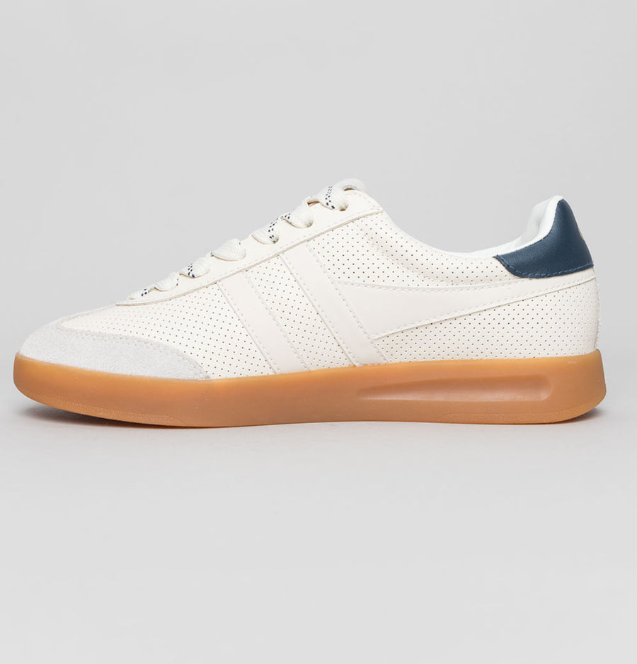 Gola Cyclone 76 Leather Trainers Off White/Navy/Gum