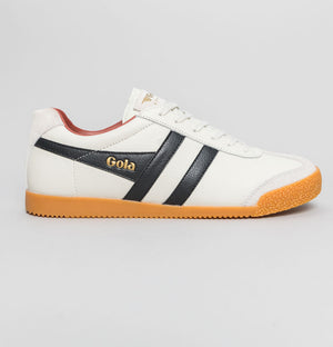 Gola Harrier Leather Trainers Off White/Black/Rust