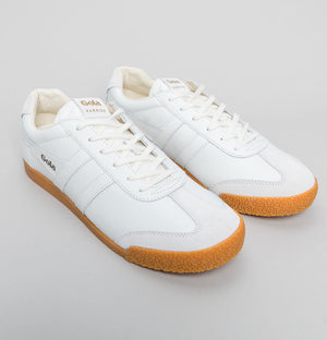 Gola Harrier Leather Trainers White/White/Gum