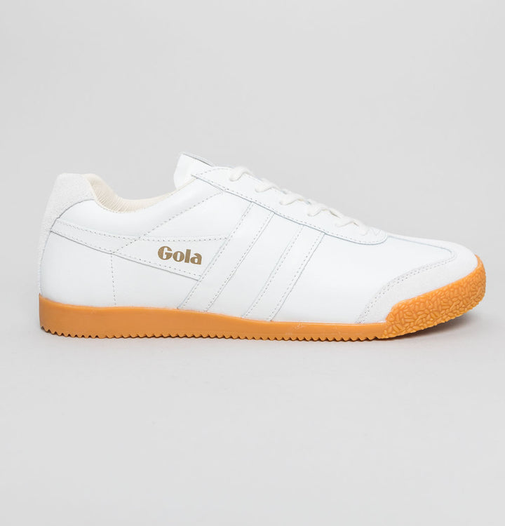 Gola Harrier Leather Trainers White/White/Gum