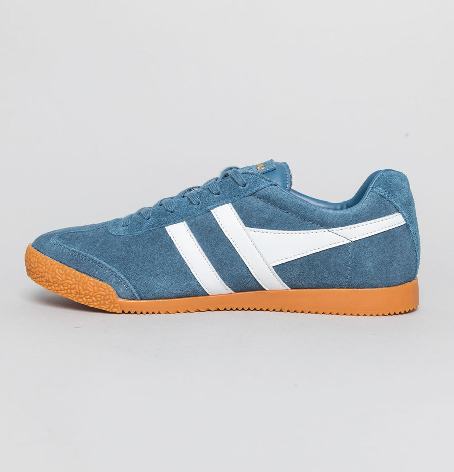 Gola Harrier Suede Trainers Baltic/White