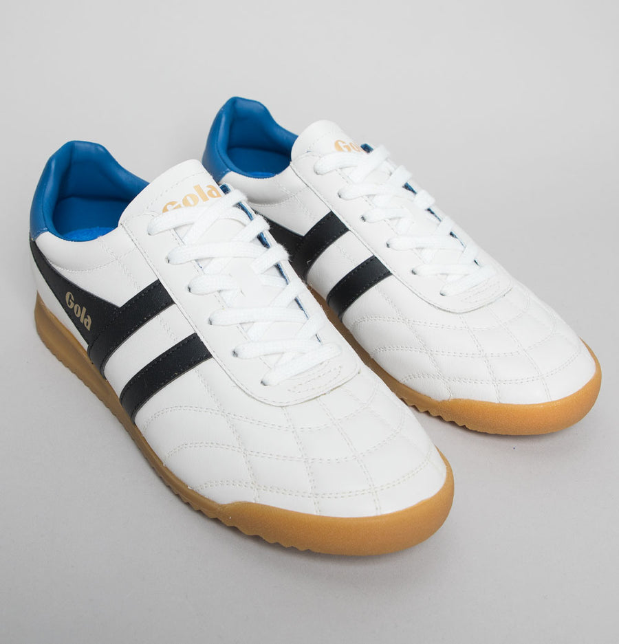 Gola Stadium Leather Trainers White/Black/Marine Blue
