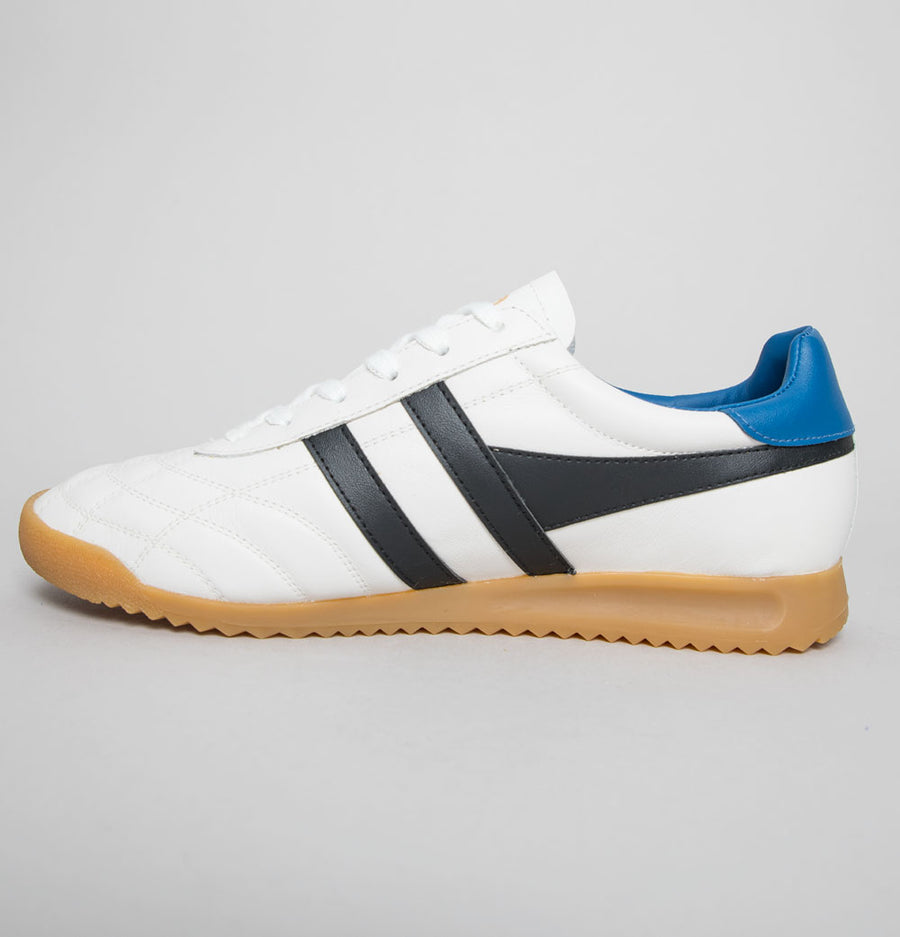 Gola Stadium Leather Trainers White/Black/Marine Blue