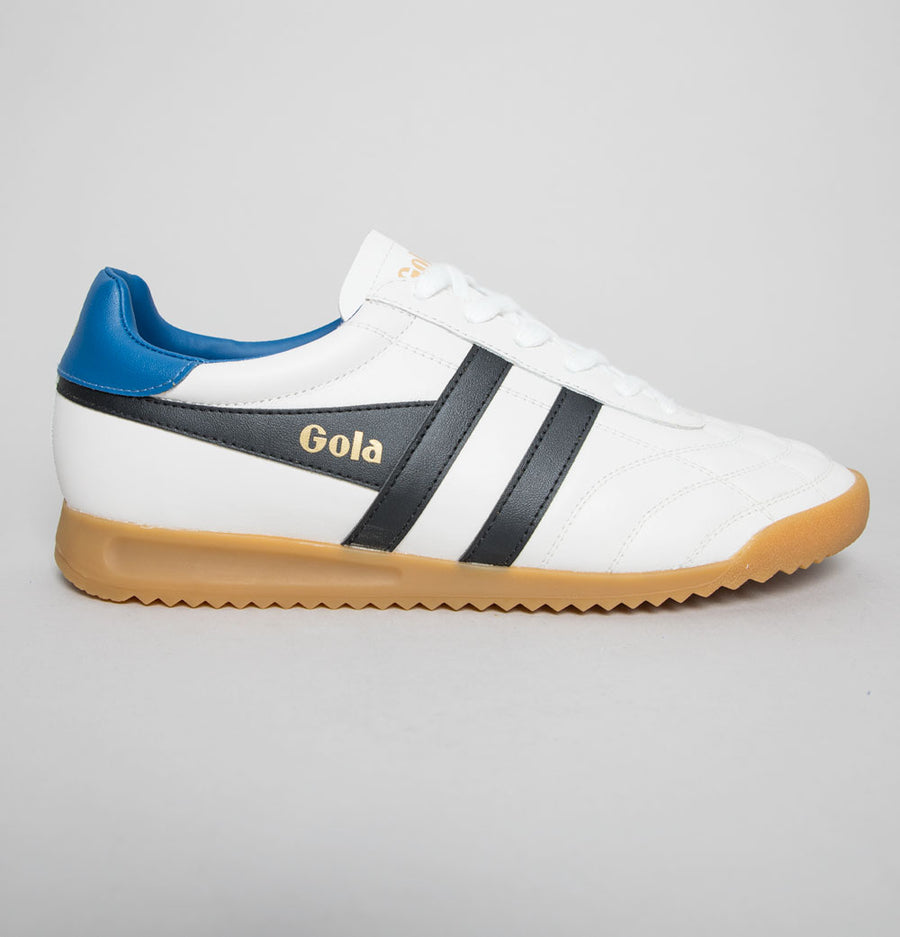 Gola Stadium Leather Trainers White/Black/Marine Blue