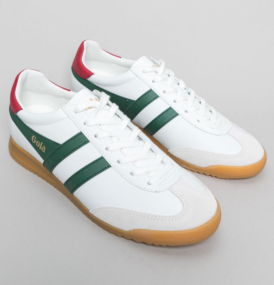 Gola Torpedo Leather Trainers White/Evergreen/Deep Red