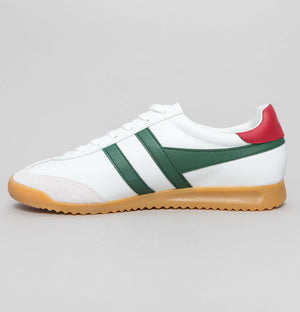 Gola Torpedo Leather Trainers White/Evergreen/Deep Red