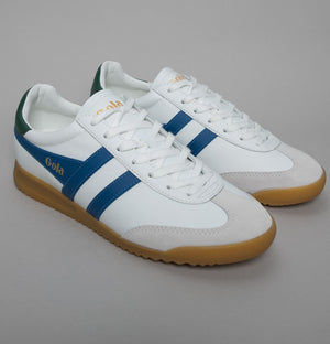 Gola Torpedo Leather Trainers White/Marine Blue/Evergreen