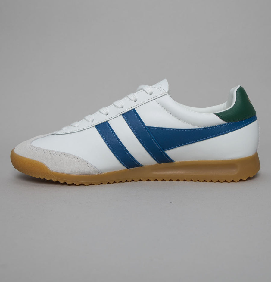 Gola Torpedo Leather Trainers White/Marine Blue/Evergreen