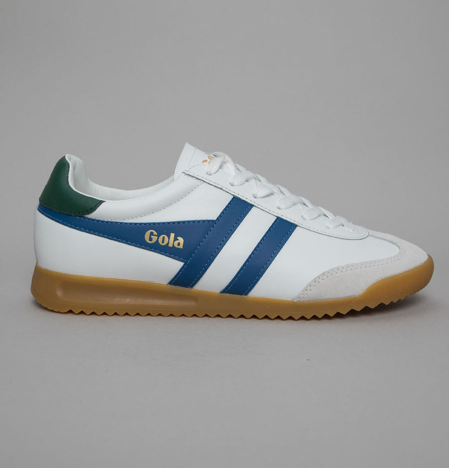 Gola Torpedo Leather Trainers White/Marine Blue/Evergreen