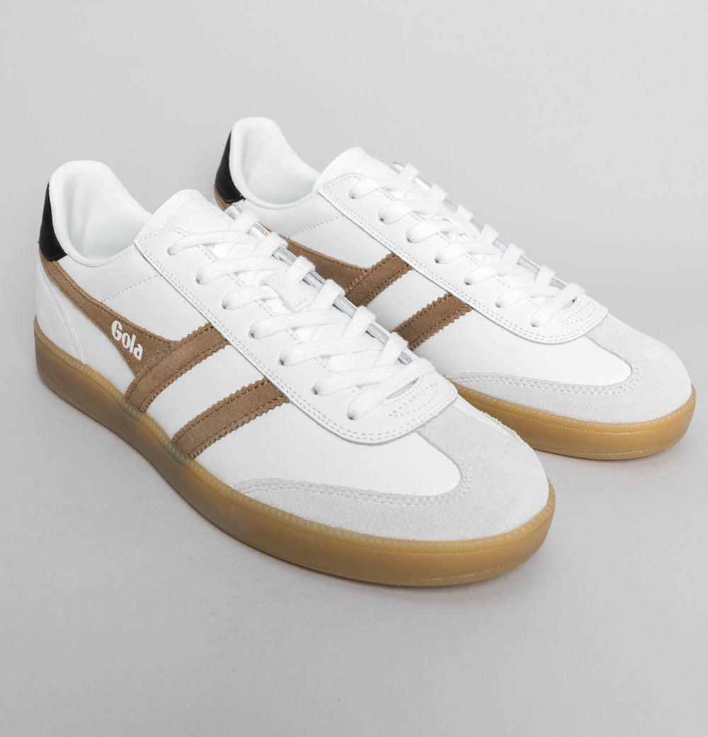 gola tobacco white Gola Viper Leather Trainers White/Tobacco/Black/Gum