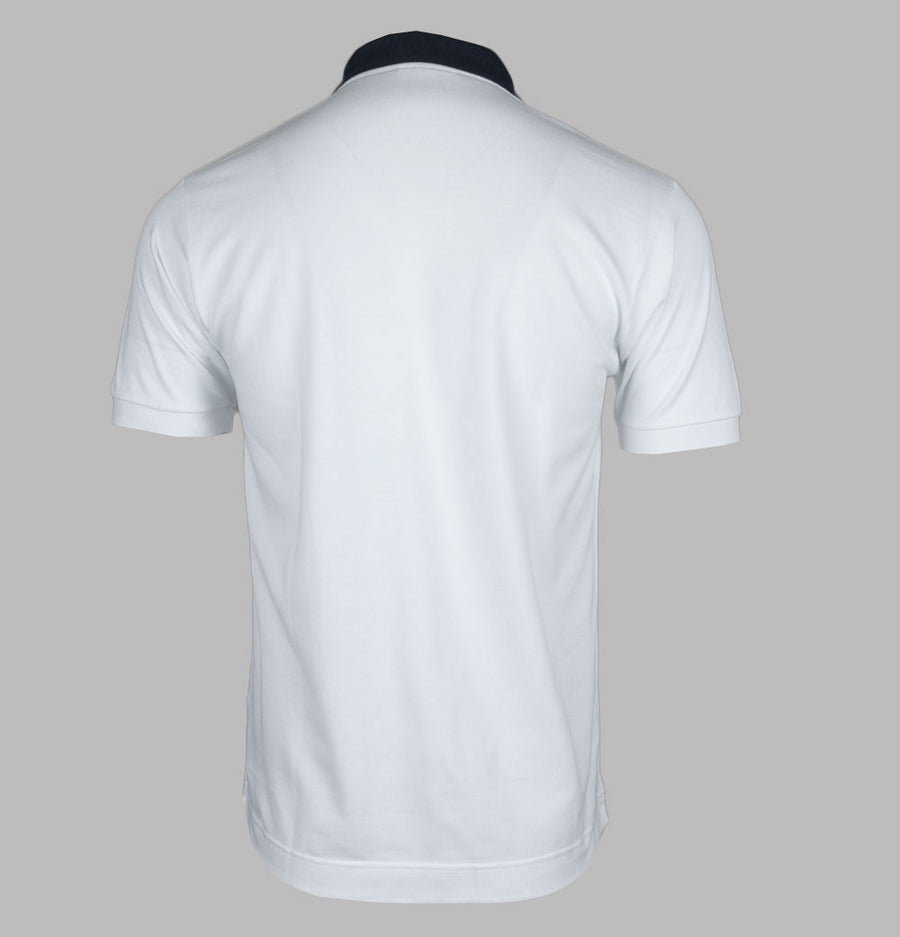 Lacoste Classic Fit Contrast Collar L.12.12 Polo Shirt White/Navy