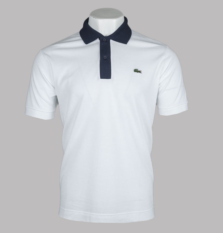 Lacoste Classic Fit Contrast Collar L.12.12 Polo Shirt White/Navy