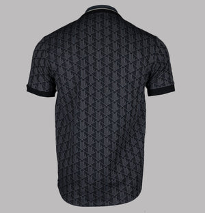 Lacoste Classic Fit Monogram Jacquard Polo Shirt Black