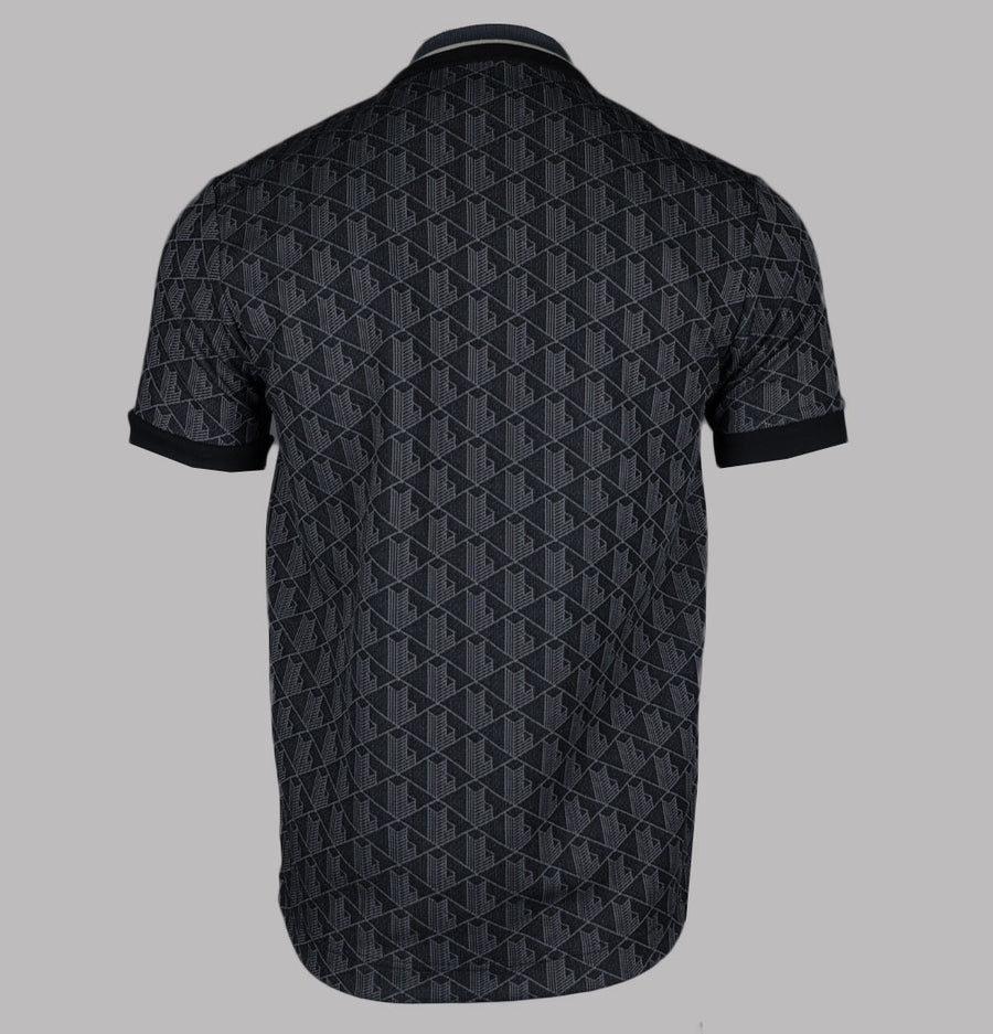 Lacoste Classic Fit Monogram Jacquard Polo Shirt Black