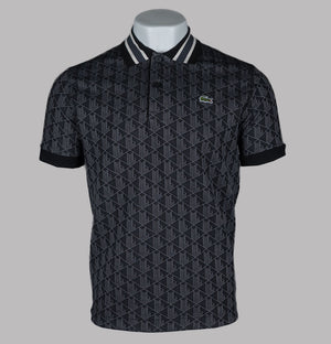 Lacoste Classic Fit Monogram Jacquard Polo Shirt Black