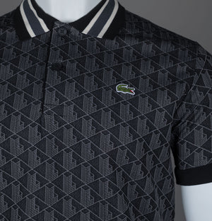 Lacoste Classic Fit Monogram Jacquard Polo Shirt Black