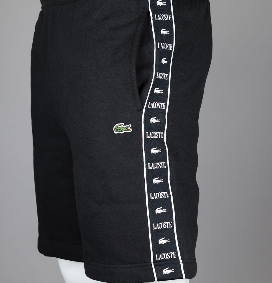 Lacoste Logo Stripe Jog Shorts Black