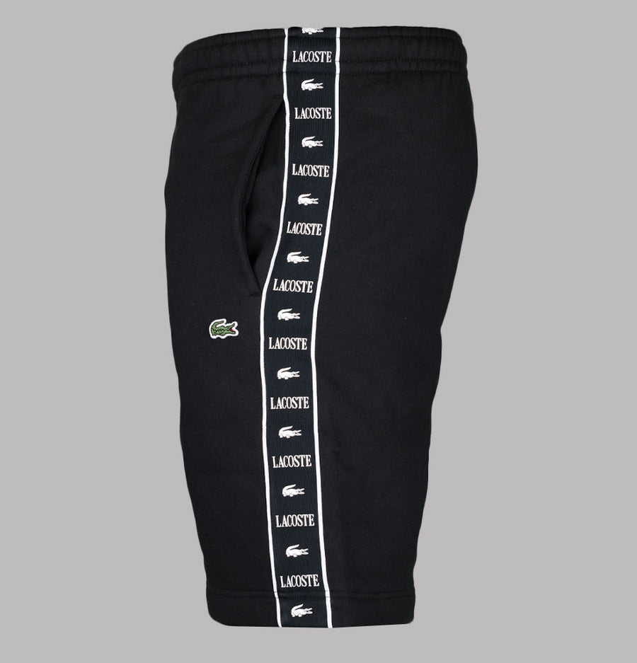 Lacoste Logo Stripe Jog Shorts Black