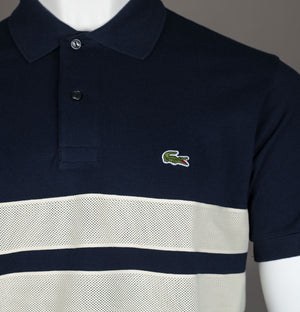 Lacoste Mesh Band Pique Polo Shirt Navy