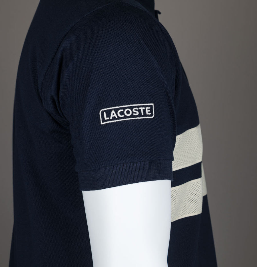 Lacoste Mesh Band Pique Polo Shirt Navy