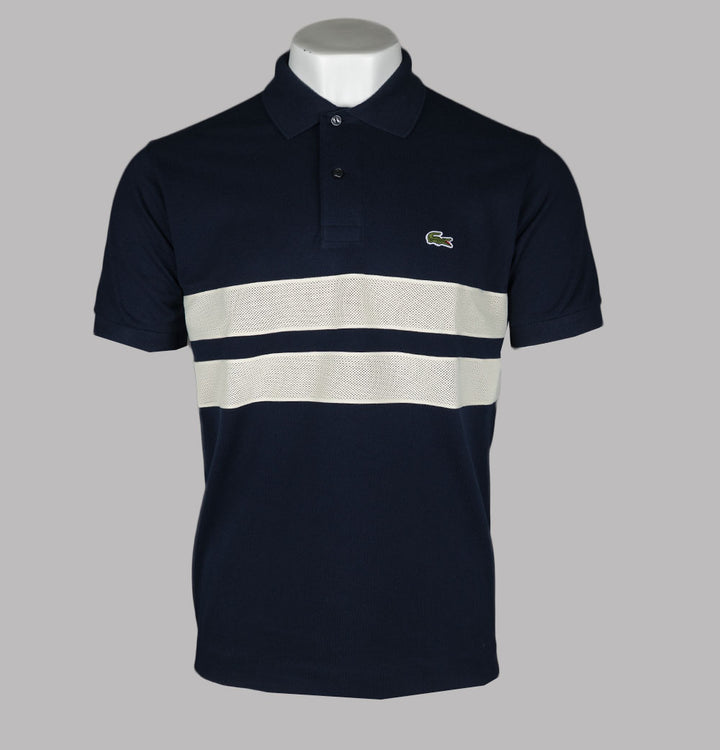 Lacoste Mesh Band Pique Polo Shirt Navy