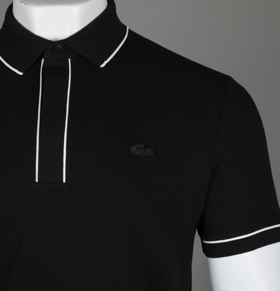 Lacoste Paris Piping Pique Polo Shirt Black