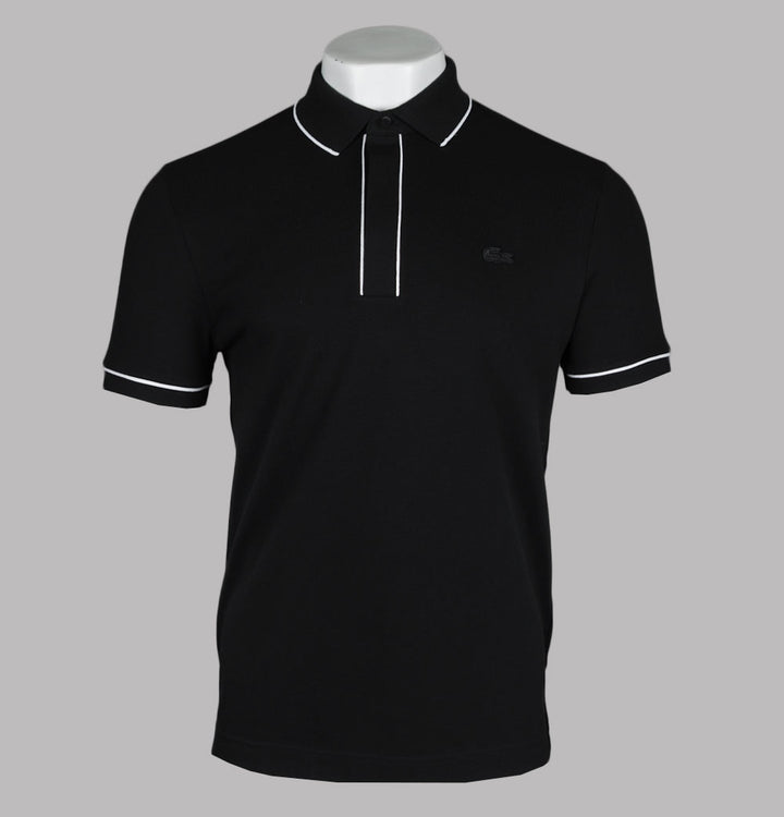 Lacoste Paris Piping Pique Polo Shirt Black