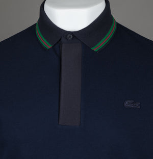 Lacoste Paris Regular Fit Contrast Neck Polo Shirt Navy