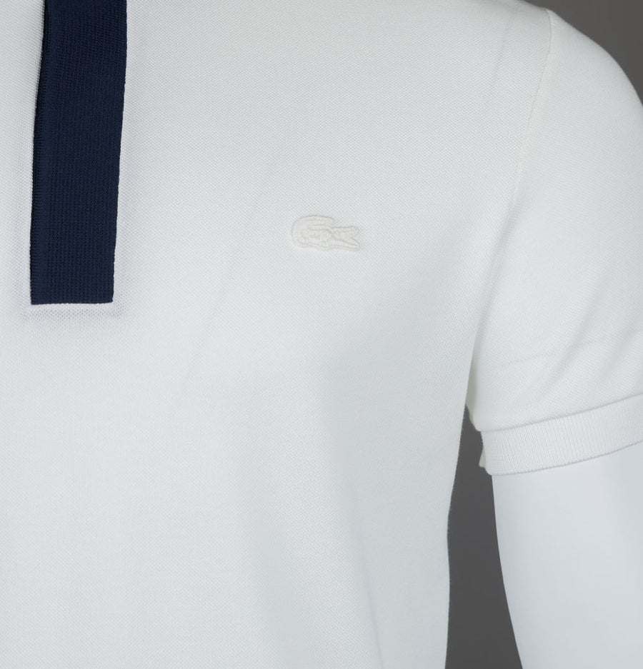 Lacoste Paris Regular Fit Contrast Neck Polo Shirt White