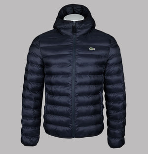 Lacoste Quilted Hooded Short Jacket Navy