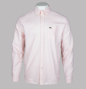 Lacoste Regular Fit Cotton Oxford Shirt Pink