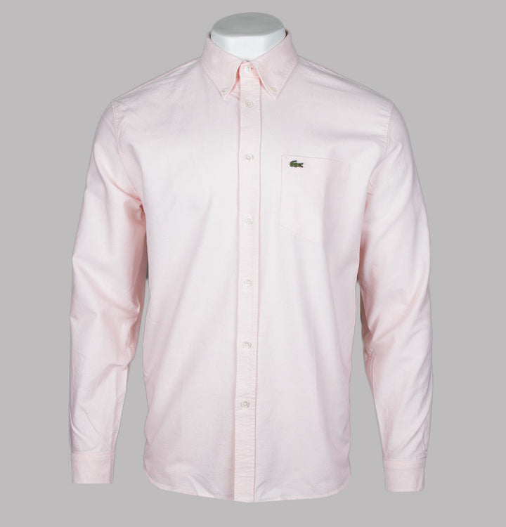 Lacoste Regular Fit Cotton Oxford Shirt Pink