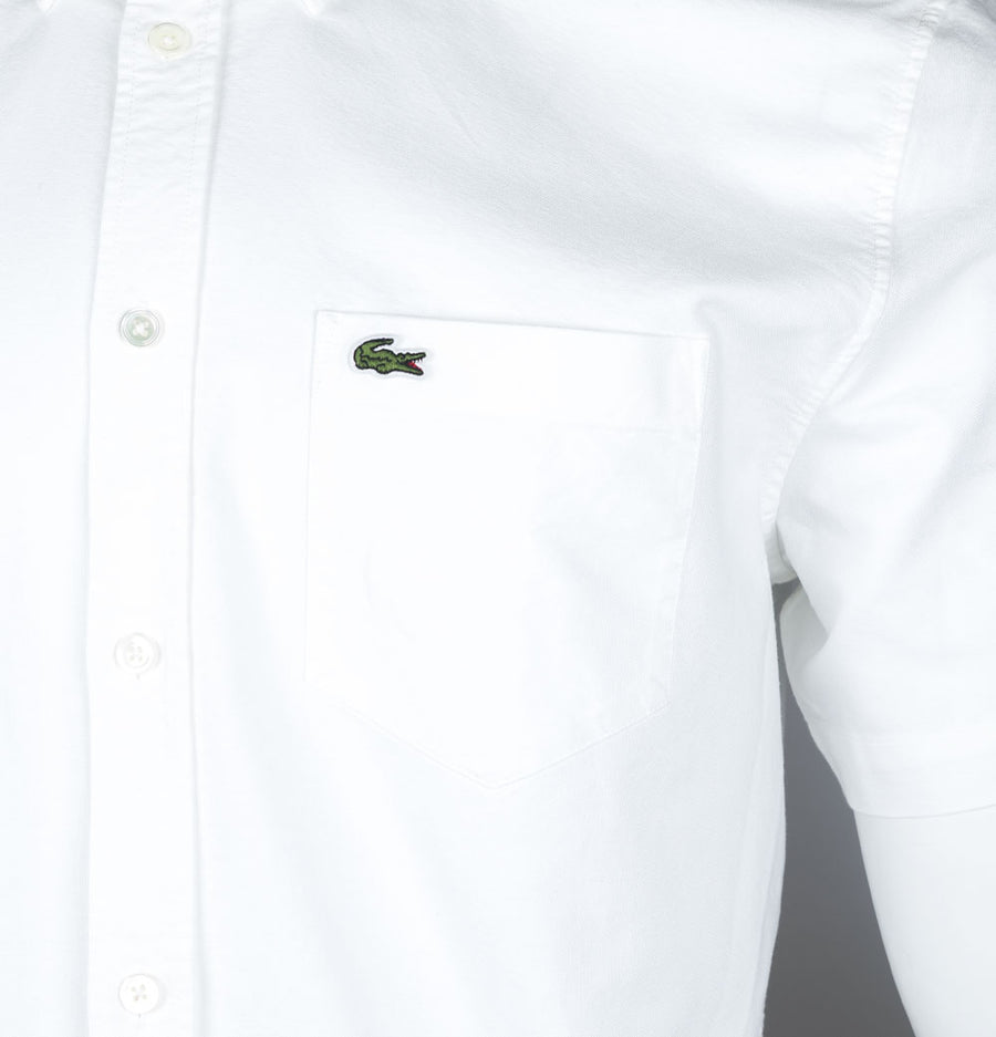 Lacoste Regular Fit Short Sleeve Oxford Shirt White