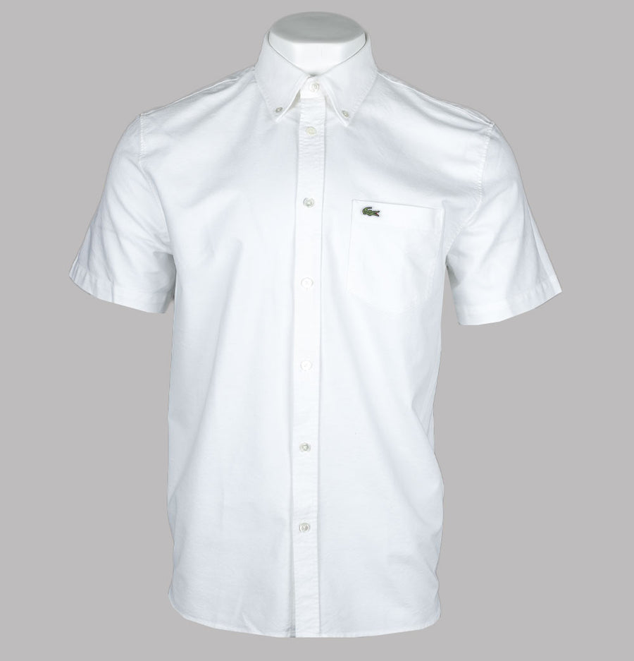 Lacoste Regular Fit Short Sleeve Oxford Shirt White