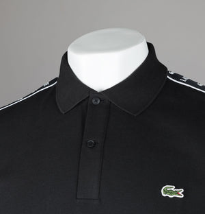 Lacoste Regular Fit Stretch Pique Logo Stripe Polo Shirt Black Bronx Clothing