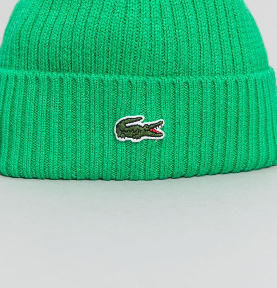 Lacoste Ribbed Wool Beanie Bright Green