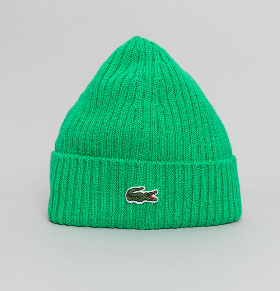 Lacoste Ribbed Wool Beanie Bright Green