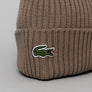 Lacoste Ribbed Wool Beanie Brown