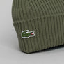 Lacoste Ribbed Wool Beanie Khaki Green