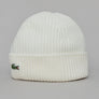 Lacoste Ribbed Wool Beanie White