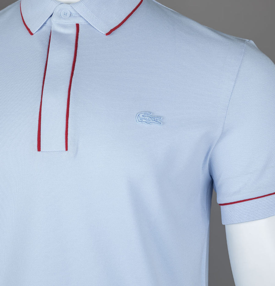 Lacoste Smart Paris Piping Polo Shirt Pale Blue