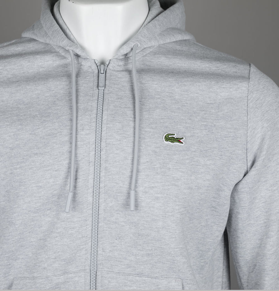 Lacoste Zip Up Fleece Hoodie Grey